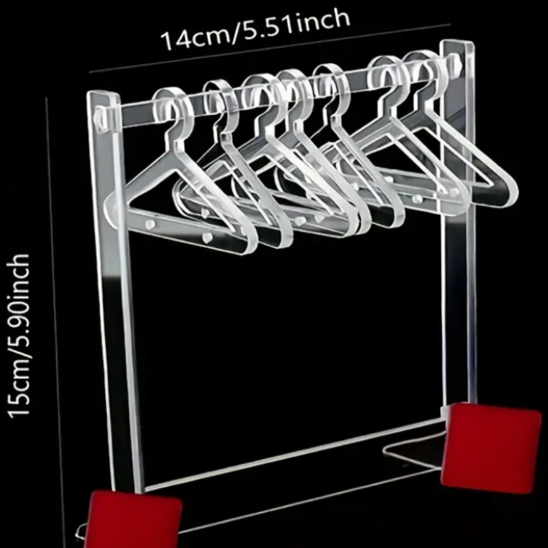 Acrylic Creative Jewelry Rack - Mini Clothes Hanger Design Earring Necklace Jewelry Storage Holder